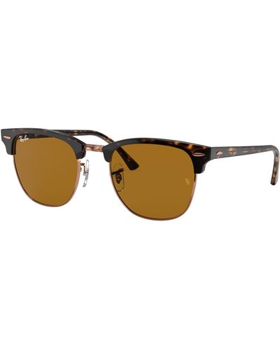 Ray-Ban Sunglasses Unisex Clubmaster Classic - Shiny Havana Frame Brown Lenses 51-21 - Multicolour