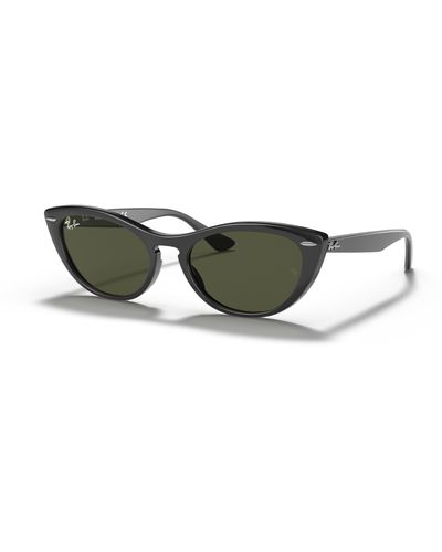 Ray-Ban Rb4314n Nina Cat Eye Sunglasses, Black/green, 54 Mm