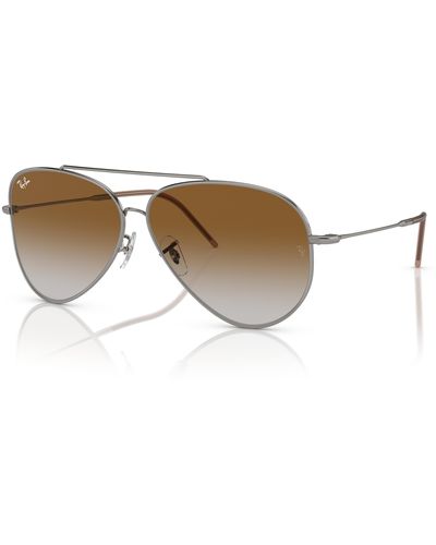 Ray-Ban Aviator Reverse Zonnebrillen Staalgrijs Montuur Bruin Glazen 59-11 - Zwart