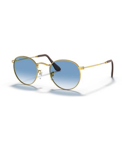Ray-Ban Round Metal @collection Sunglasses Frame Blue Lenses - Black