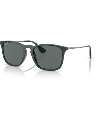 Ray-Ban Chris Sunglasses Gunmetal Frame Gray Lenses Polarized 54-18 - Black