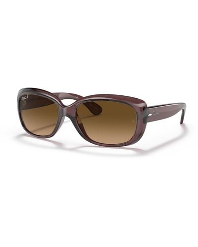 Ray-Ban Jackie Ohh Transparent Sunglasses Transparent Dark Brown Frame Brown Lenses Polarized 58-17 - Black