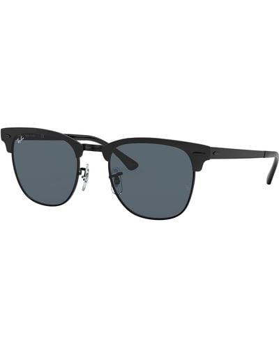 Ray-Ban Clubmaster Metal Sunglasses Frame Blue Lenses - Black