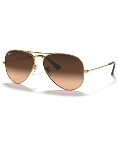 Ray-Ban Aviator Gradient Sunglasses -copper Frame Pink Lenses - Multicolor