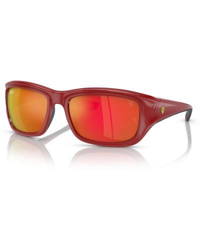 Ray-Ban Rb4405m Scuderia Ferrari Collection Sonnenbrillen Rot Auf Schwarz Fassung Orange Glas 59-19