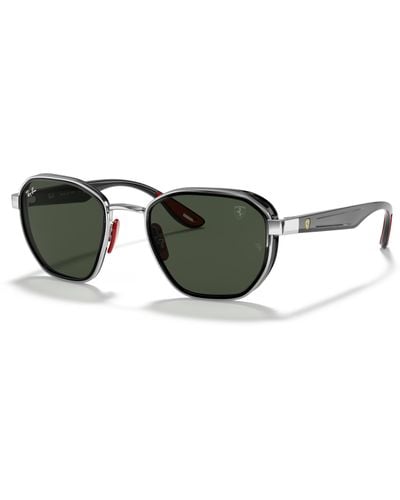 Ray-Ban Sunglasses Unisex Rb3674m Scuderia Ferrari Collection - Shiny Black Frame Green Lenses 50-21