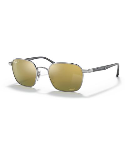 Ray-Ban Rb3664ch Chromance Sonnenbrillen Schwarz Glänzend Fassung Blau Glas Polarisiert 50-19