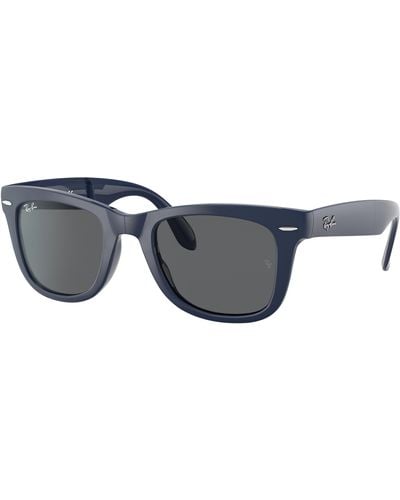 Ray-Ban Sunglasses Wayfarer Folding Classic - Blue Frame Grey Lenses 50-22 - Black