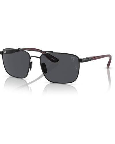 Ray-Ban Sunglasses Man Rb3715m Scuderia Ferrari Collection - Dark Red Frame Gray Lenses 58-18 - Black