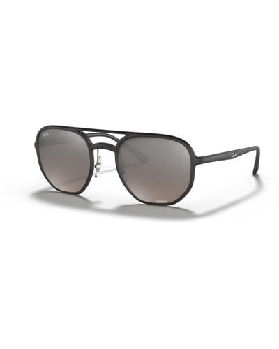 Ray-Ban Sunglasses Unisex Rb4321ch Chromance - Brushed Gunmetal Frame Silver Lenses Polarized 53-21 - Black