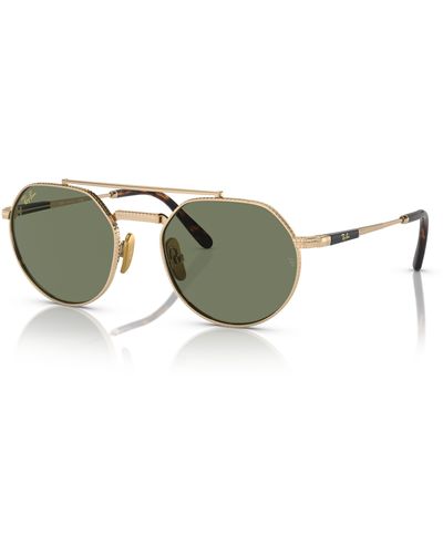 Ray-Ban Jack Ii Titanium Sunglasses Gold Frame Green Lenses 51-20 - Black