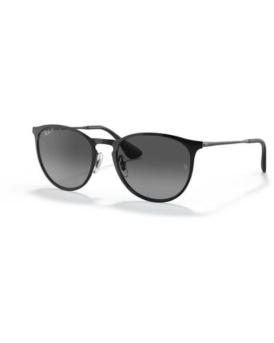 Ray-Ban Rb3539 Erika Round Metal Sunglasses, Black/grey Gradient, 54 Mm