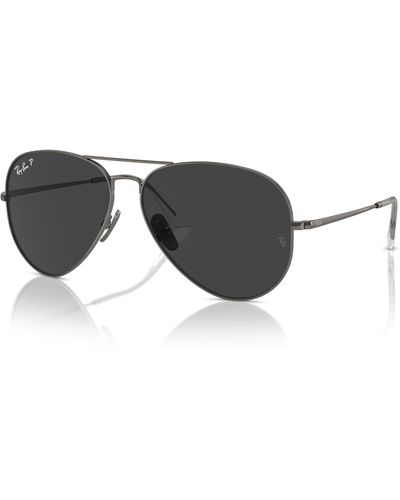 Ray-Ban Aviator titanium gafas de sol montura negro lentes polarizados