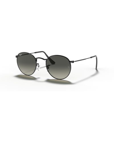 Ray-Ban Sunglasses Man Round Flat Lenses - Black Frame Gray Lenses 53-21 - Multicolor