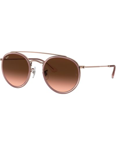 Ray-Ban Round Double Bridge Legend Sunglasses in Metallic | Lyst