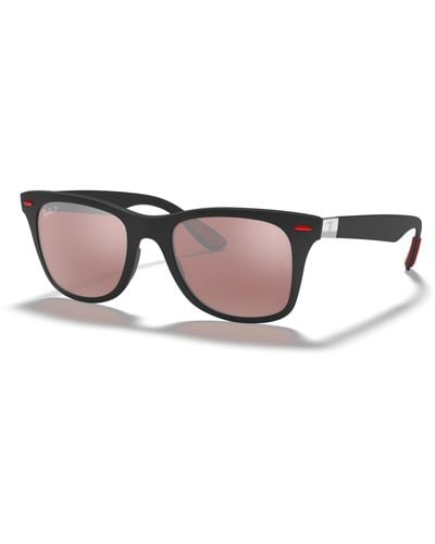 Ray-Ban Sunglasses Man Rb4195m Scuderia Ferrari Collection - Black Frame Silver Lenses Polarized 52-20