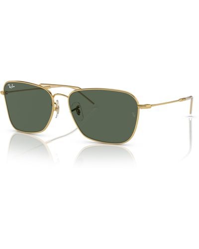 Ray-Ban Caravan Reverse Sonnenbrillen Gold Fassung Grün Glas 58-15 - Schwarz