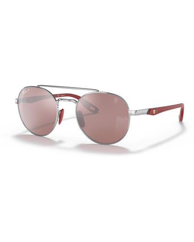 Ray-Ban Rb3696m Scuderia Ferrari Collection Sunglasses Silver Frame Silver Lenses Polarized 51-20 - Black