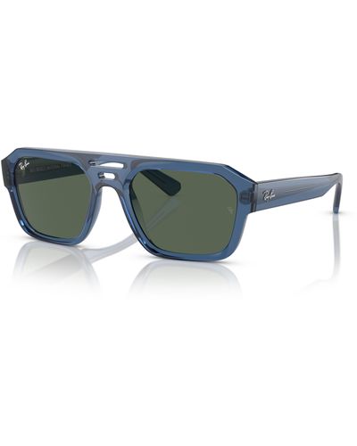 Ray-Ban CORRIGAN BIO-BASED LIMITED Gafas de sol Azul oscuro transparente Montura Verde Lentes 54-20 - Negro