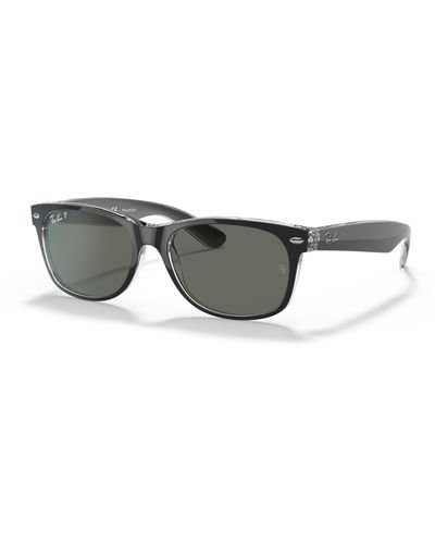 Ray-Ban Rb2132 New Wayfarer Polarized Sunglasses, Matte Tortoise/polarized Green Gradient, 52 Mm - Black