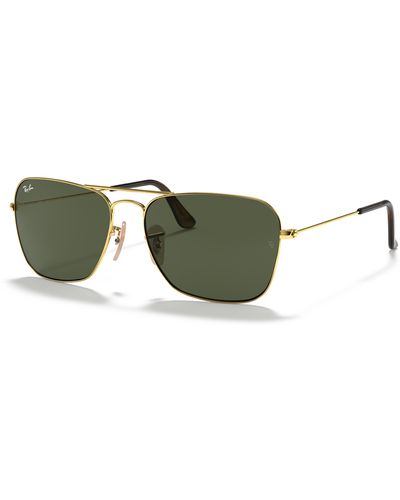 Ray-Ban CARAVAN Gafas de sol Oro Montura Verde Lentes 55-15 - Negro