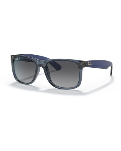 Ray-Ban Justin Classic Sunglasses Transparent Blue Frame Gray Lenses Polarized 54-16 - Black