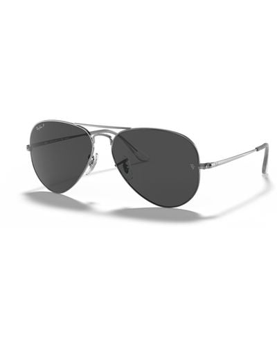 Ray-Ban AVIATOR METAL II Gafas de sol Gunmetal Montura Azul Lentes polarizados 62-14 - Negro