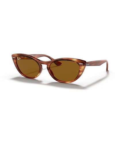 Ray-Ban Sunglasses Woman Nina - Tortoise Frame Brown Lenses 54-18 - Black