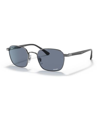 Ray-Ban Sunglasses Man Rb3664ch Chromance - Shiny Black Frame Blue Lenses Polarized 50-19