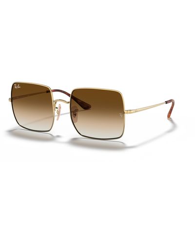 Ray-Ban Rb1971 Square Classic Metal Sunglasses, Gold/brown Gradient, 54 Mm - Black