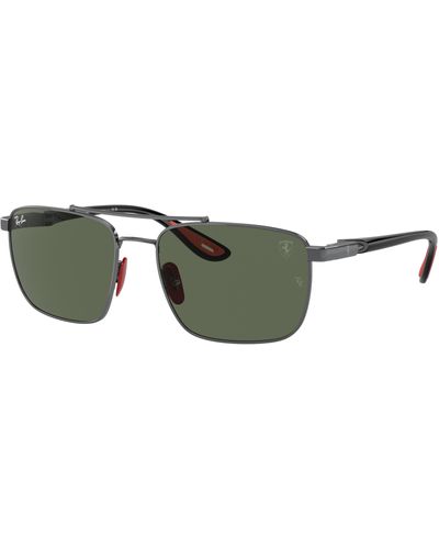 Ray-Ban Sunglasses Man Rb3715m Scuderia Ferrari Collection - Black Frame Green Lenses 58-18
