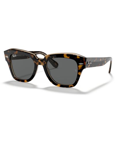 Ray-Ban State Street Zonnebrillen Schildpad Montuur Grijs Glazen 49-20 - Zwart