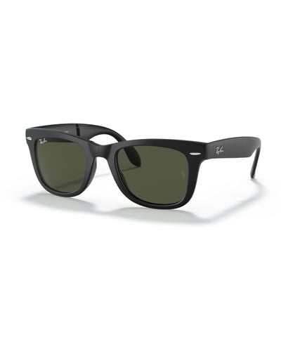 Ray-Ban Sunglasses Wayfarer Folding Classic - Black Frame Green Lenses 50-22