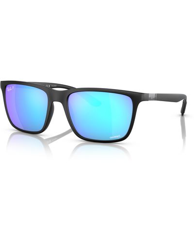 Ray-Ban RB4385 Gafas de sol Negro Montura Azul Lentes polarizados 58-18