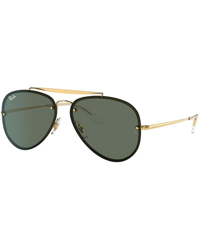 Ray-Ban Sunglasses Unisex Blaze Aviator - Gold Frame Blue Lenses 58-13 - Black