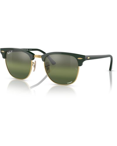 Ray-Ban Clubmaster Chromance Sunglasses Frame Silver Lenses Polarized - Black