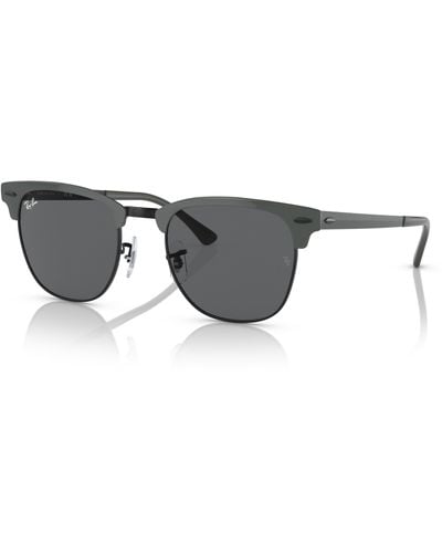 Ray-Ban Clubmaster Metal Sunglasses Gray On Black Frame Gray Lenses 51-21