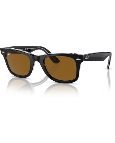 Ray-Ban Rb2140f Original Wayfarer Low Bridge Fit Square Sunglasses - Black