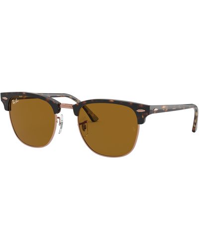 Ray-Ban Clubmaster Classic Zonnebrillen Shiny Havana Montuur Bruin Glazen 51-21 - Meerkleurig