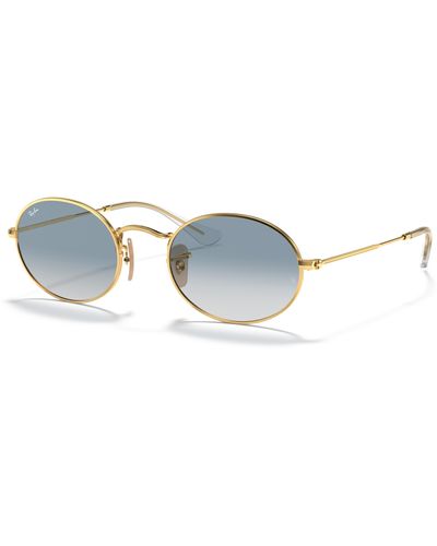 Ray-Ban Oval Flat Lenses Sonnenbrillen Gold Fassung Grün Glas 48-21 - Mehrfarbig