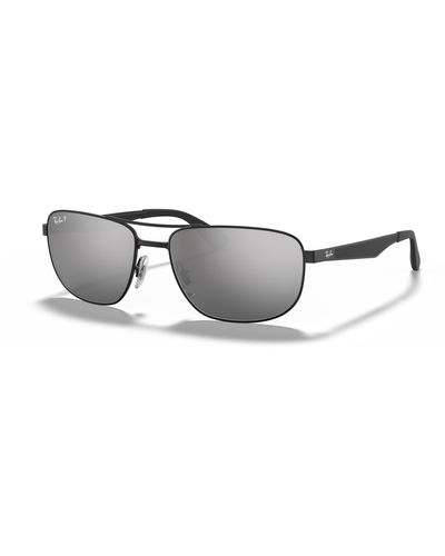 Ray-Ban Rb3528 Sunglasses Frame Silver Lenses Polarized - Black