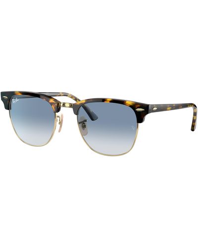 Ray-Ban Sunglasses Unisex Clubmaster Fleck - Yellow Frame Blue Lenses 51-21 - Black