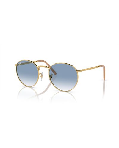 Ray-Ban New Round Sunglasses Frame Blue Lenses - Black