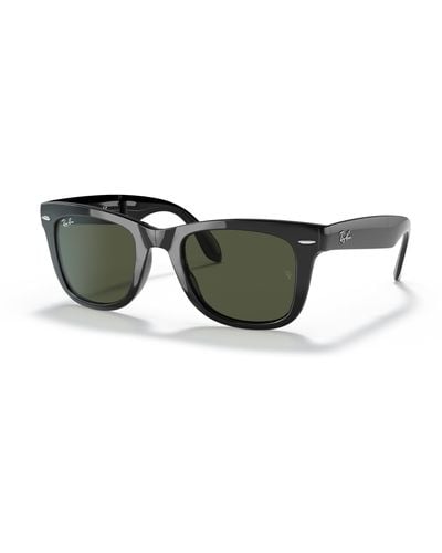 Ray-Ban Wayfarer Folding Classic Zonnebrillen Zwart Montuur Groen Glazen 50-22