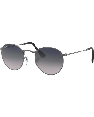 Ray-Ban Round metal @collection lunettes de soleil monture verres bleu polarisé - Noir