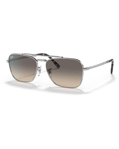Ray-Ban New Caravan Sunglasses Silver Frame Gray Lenses 55-15 - Black