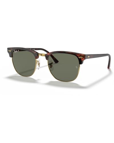 Ray-Ban Clubmaster classic gafas de sol montura verde lentes polarizados - Negro