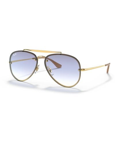 Ray-Ban Sunglasses Unisex Blaze Aviator - Gold Frame Blue Lenses 58-13 - Black