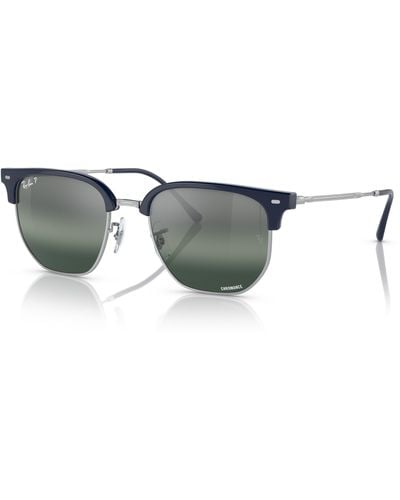Ray-Ban New Clubmaster Sunglasses Frame Blue Lenses Polarized - Black
