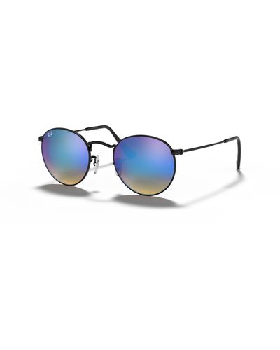 Ray-Ban Round Flash-brillenglazen Gradiënt Zonnebrillen Montuur Blauw Glazen - Zwart